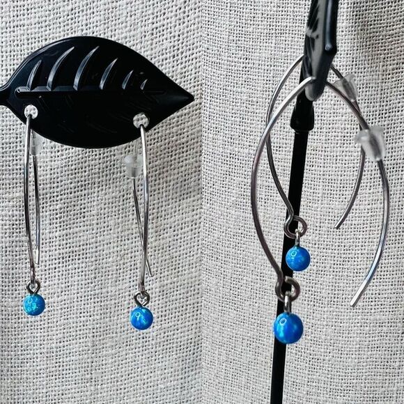 Silver 925 Simulated Fire Opal Snowflake 20" Necklace + Drop Earring Set Jewelry - Picture 7 of 15